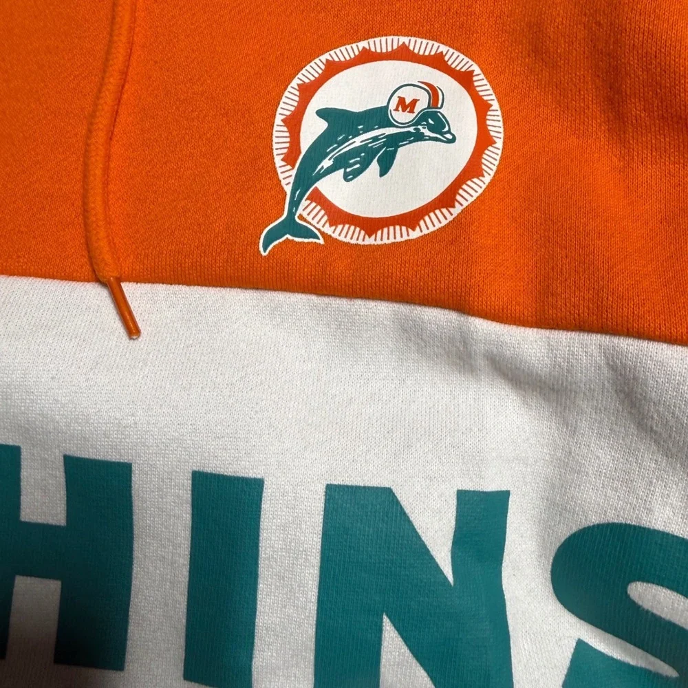 Miami Dolphins New Era XL Throwback Colorblock Hoodie NFL Football Pullover Mens